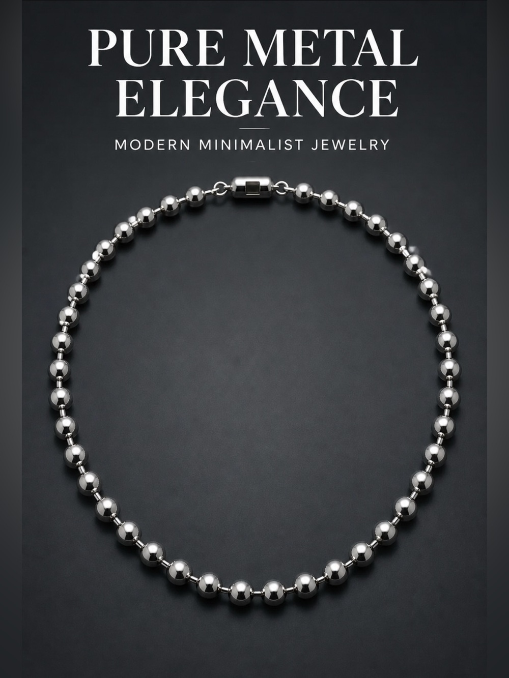 Minimalist stainless steel Beaded Necklace — Modern Unisex 28” Necklace